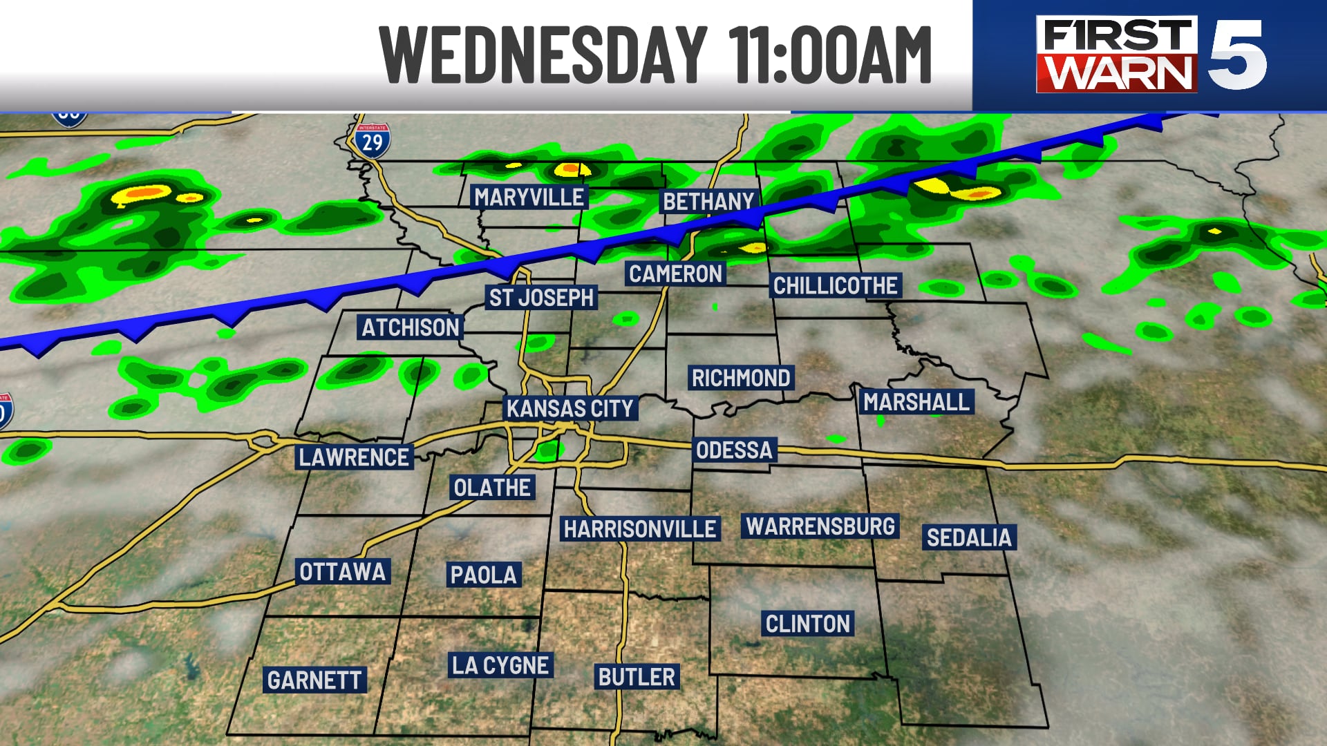 Cold Front to Bring Rain, Thunderstorms, and Cooler Temperatures to Kansas City Region