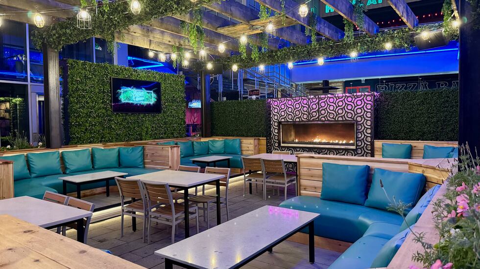Patio seating at Besos y Abrazos.