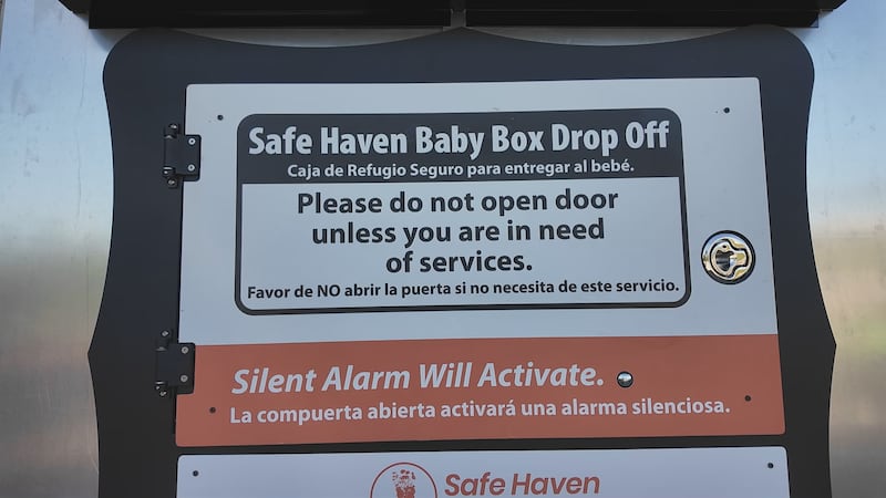 A Safe Haven Baby Box is seen at Kansas City Fire Department Station 14 in Kansas City, Missouri.
