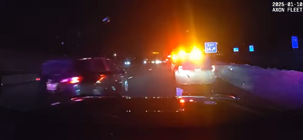 Independence Police search for a driver who hit a patrol vehicle on Jan. 10, 2025.