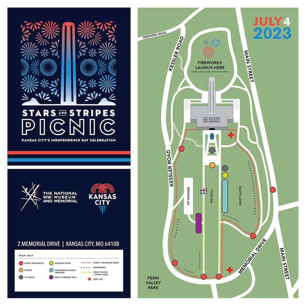 Here's your map of the Stars and Stripes Picnic event at the WWI Museum and Memorial