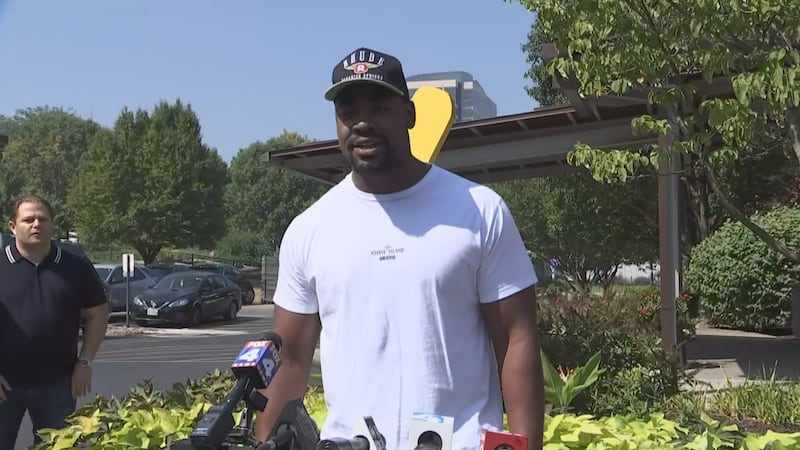 Chris Jones addressed his contract situation with the media prior to an event for Ronald...