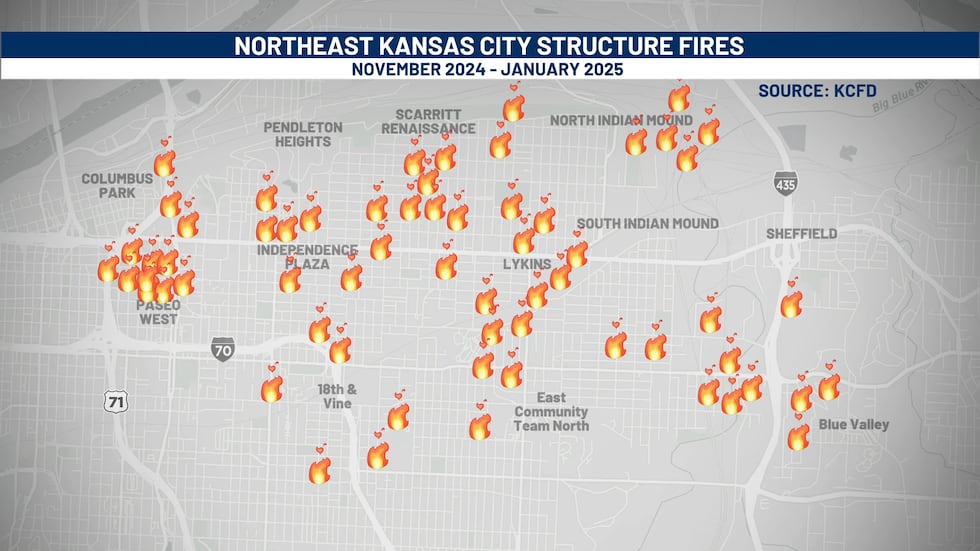 Map shows number of fires in the Norheast area in just over a year.