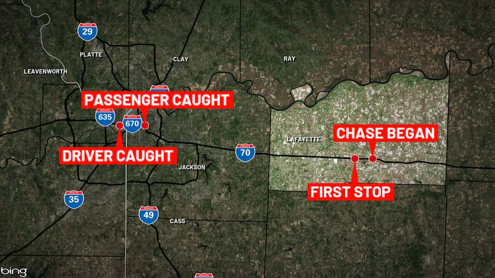 Man asleep at wheel pursued from Missouri into Kansas March 25