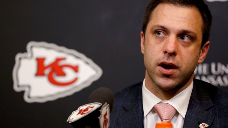 FILE - In this April 26, 2018, file photo, Kansas City Chiefs general manager Brett Veach...