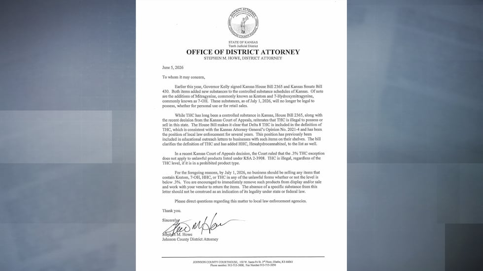 Johnson County prosecutor says retailers are first focus as Kansas kratom ban takes effect