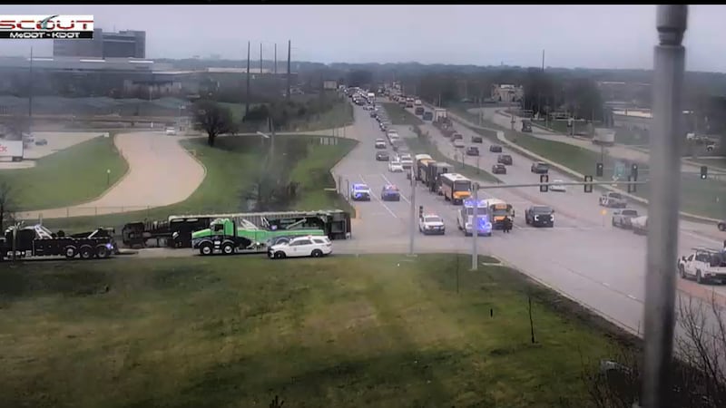 An on-ramp to I-35 from 151st Street was closed after a semi truck overturned in the area.