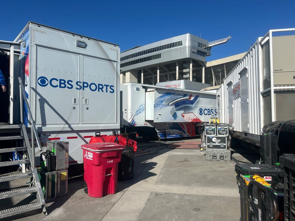 Some of the equipment helping setting up for the AFC Championship game.