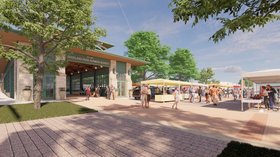 Rendering of the new Overland Park Farmers' Market area, which will be called "Clock Tower...