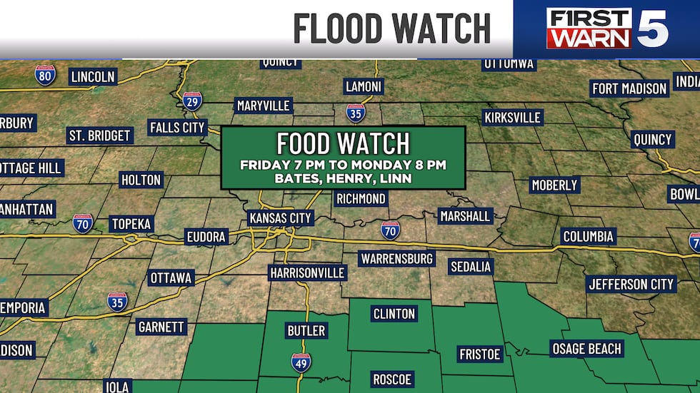 A FLASH FLOOD WATCH was just issued for the Bates, Henry and Linn counties in Missouri....
