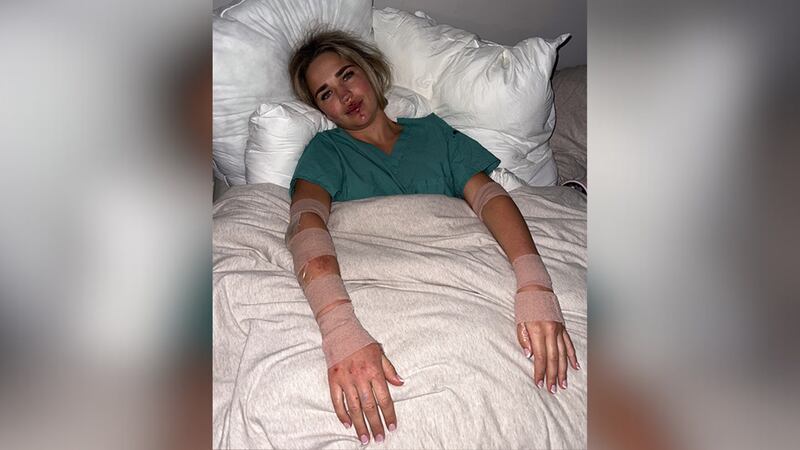 While driving 50 mph, the mattress fell off the bed of the truck, taking Lydia Kessinger with it.