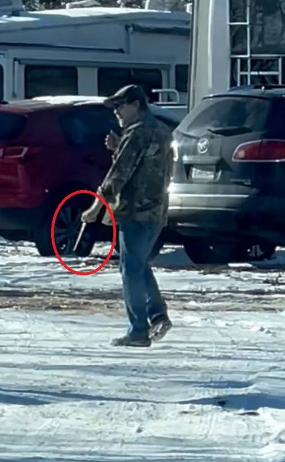 A knife was used to stab a vehicle by a man who was fatally shot on Feb. 13, 2025.