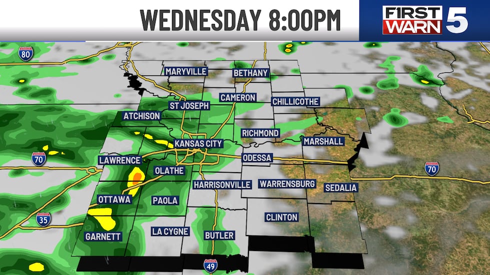 Wednesday night's radar forecast.