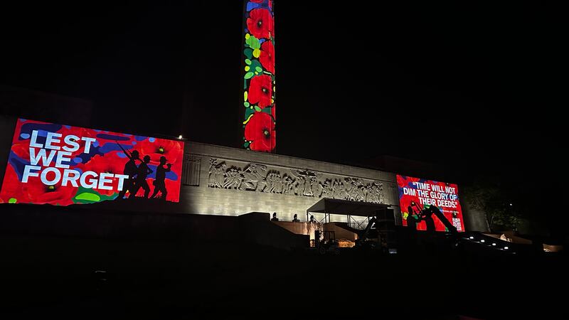 The Liberty Memorial on top of the National WWI Museum will be illuminated every evening...