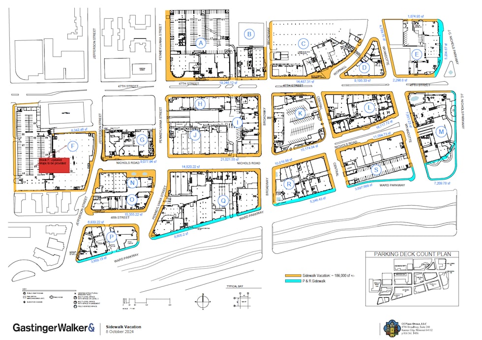 KANSAS CITY, Mo. -- A map provided by Gastinger Walker shows the sidewalks the owners of the...