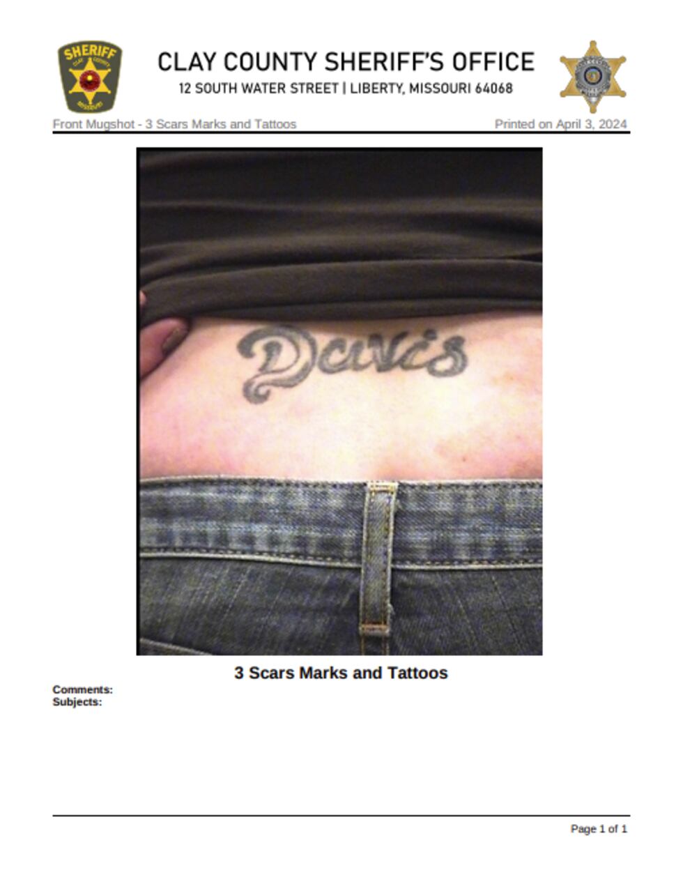 The Clay County Sheriff's Office released a picture of a tattoo found on the remains of Alesha...