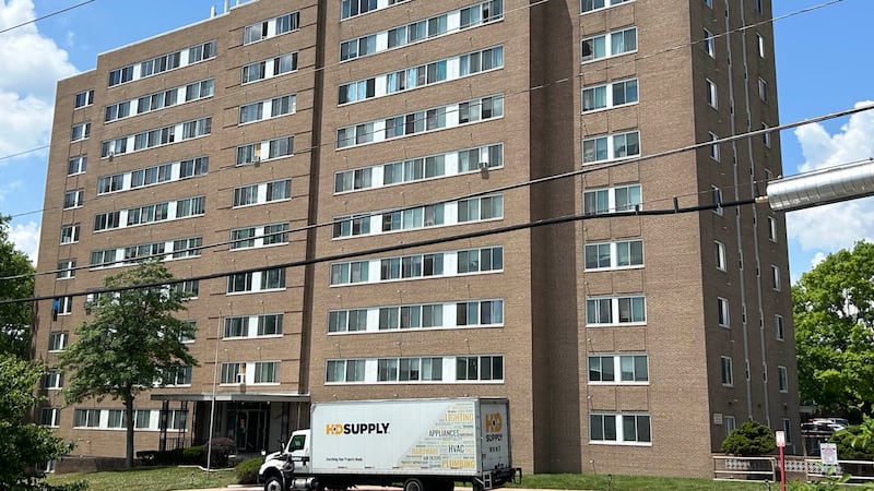 Renters confront the management of Independence Towers on June 20, 2024.