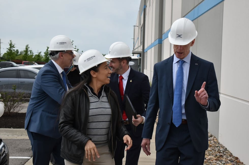 Rep. Sharice Davids and Indra CEO, Bill Colligan.