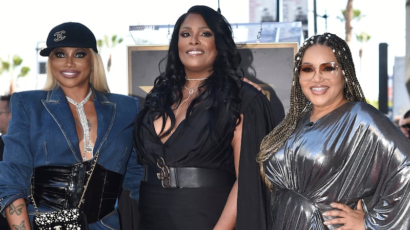 FILE - Sandra Denton (Pepa), from left, DJ Spinderella, and Cheryl James (Salt) attend a...