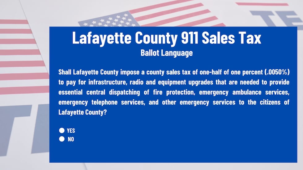 Voters in Lafayette County will vote on a 911 Sales Tax on April 8.