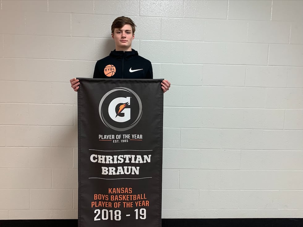Christian Braun was named the Gatorade Player of the Year in Kansas in 2018-2019.