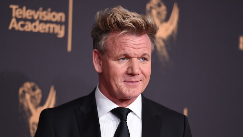 Gordon Ramsey arrives at night one of the Creative Arts Emmy Awards at the Microsoft Theater...