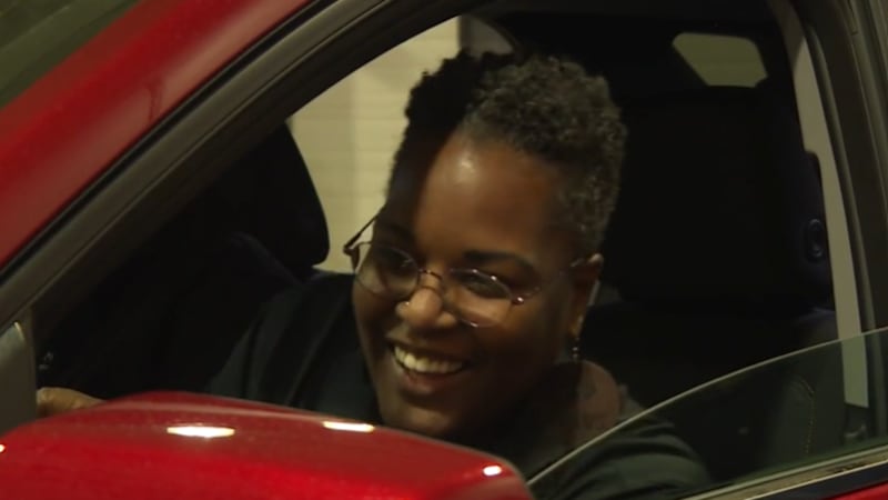 Mia Lett surprised with new car at Wichita State basketball game.