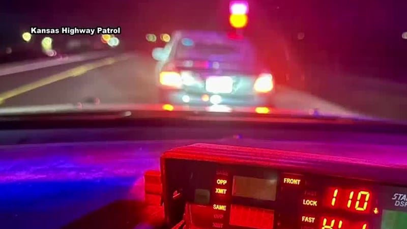 A Kansas Highway Patrol trooper pulled over a 17-year-old driver going 110 mph on Saturday night.