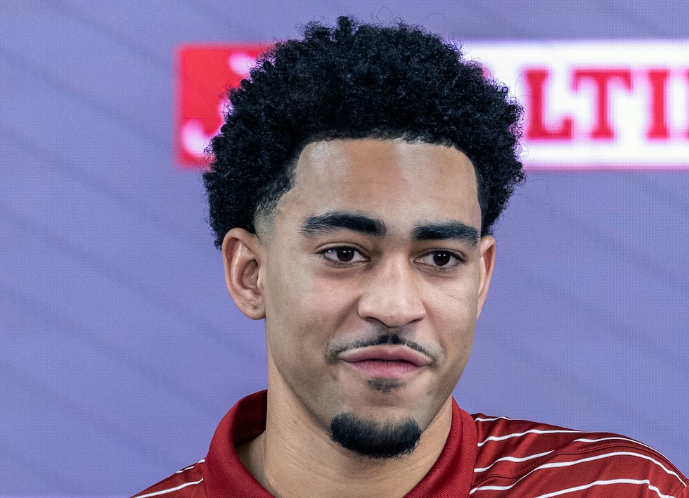 FILE - Alabama quarterback Bryce Young declares for the NFL draft, Monday, Jan. 2, 2023, in...