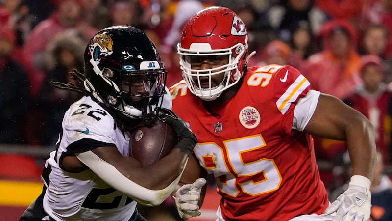 FILE: Jacksonville Jaguars running back JaMycal Hasty (22) runs against Kansas City Chiefs...
