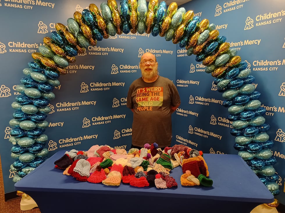Patrick McVey crochets hundreds of hats for babies at Children's Mercy hospital on Aug. 2, 2024.