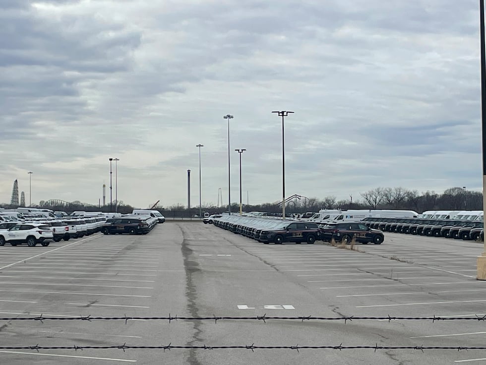 KCTV5 news crews have seen dozens of ICE-branded vehicles parked in rows at a parking lot near...