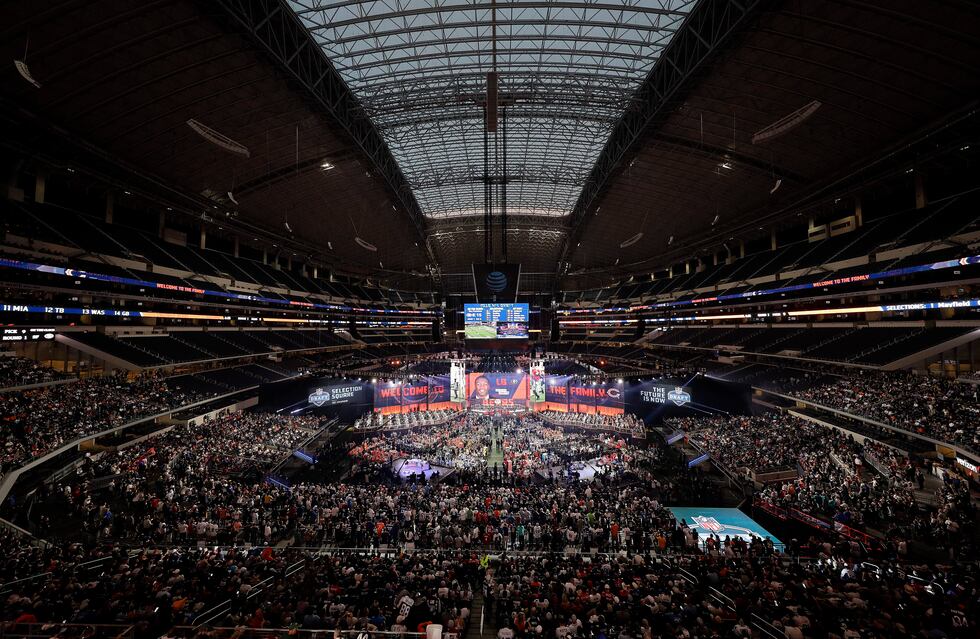 FILE - A general overall view of AT&T Stadium as Georgia's Roquan Smith is selected by the...