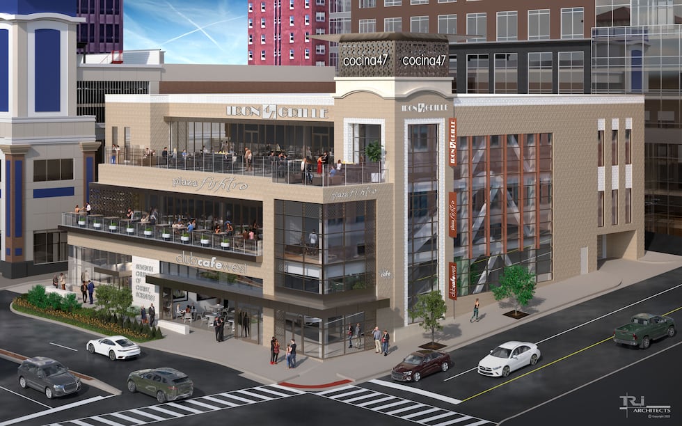 A three-story, multi-restaurant building at 47th Street and Pennsylvania Avenue is in the...