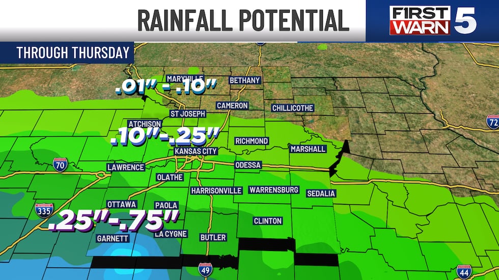 Rainfall potential around the area.