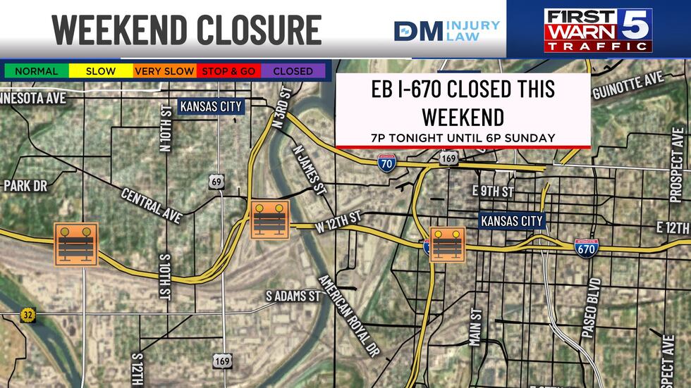 An EB I-670 closure is scheduled in Kansas City over the weekend.