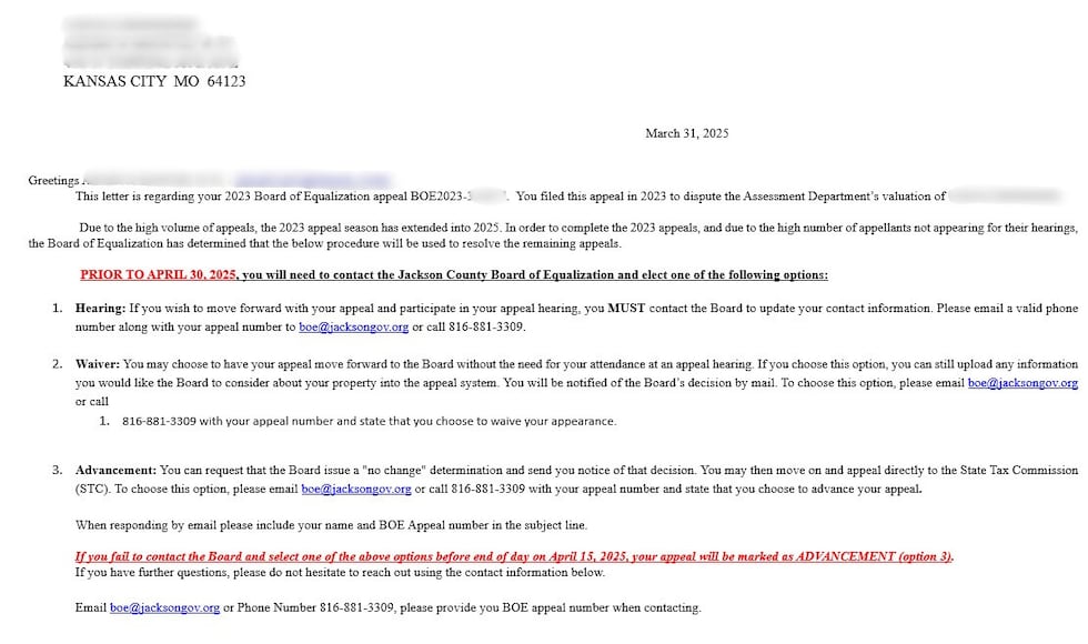 Jackson County property owners who filed an appeal on their 2023 tax assessments were sent...