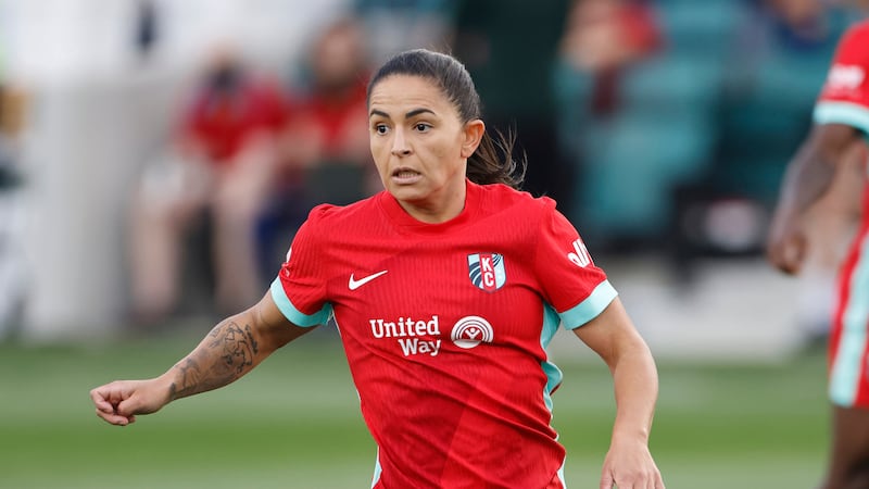 Kansas City Current midfielder Debinha (99) during an NWSL soccer match in Kansas City, Mo.,...