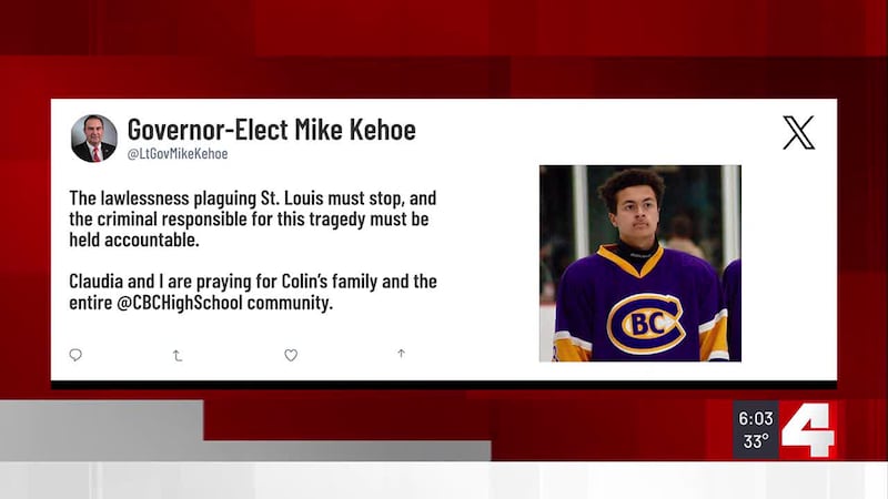 Missouri Gov. Elect offers condolences following fatal shooting of teen hockey player