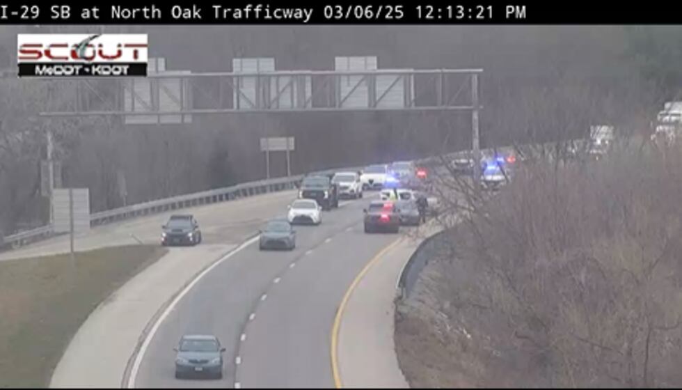 Crews investigate a shooting along I-29 on March 6, 2025.