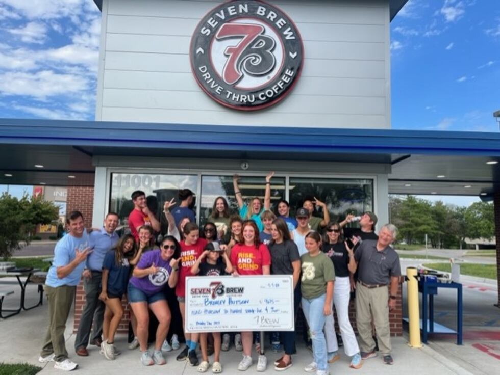 The Overland Park location of a drive-thru coffee shop 7 Brew raised $9,675 for a 14-year-old...