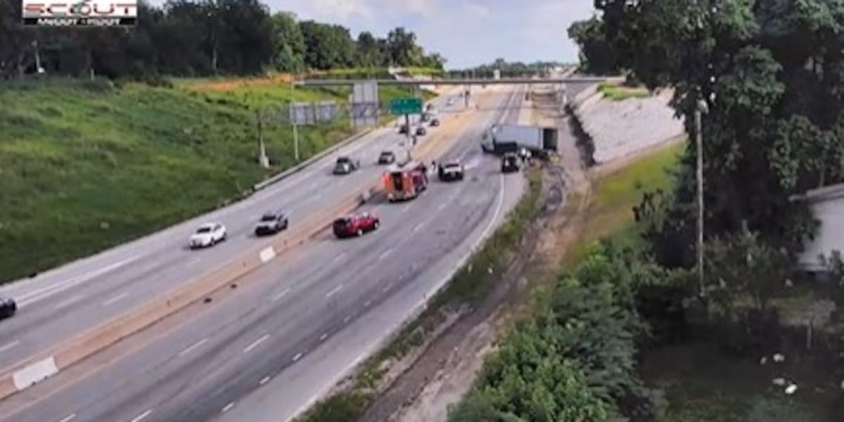 Part of I-70 back open after crashed semi leaks hydraulic fluid
