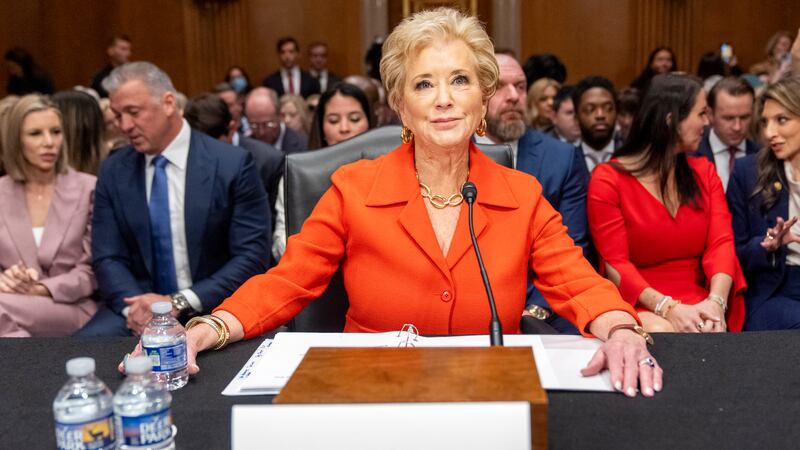 Linda McMahon, President Donald Trump's nominee for Secretary of Education, arrives for a...