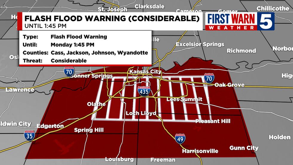 The National Weather Service issued a flash flood warning for Cass, Jackson, Johnson,...