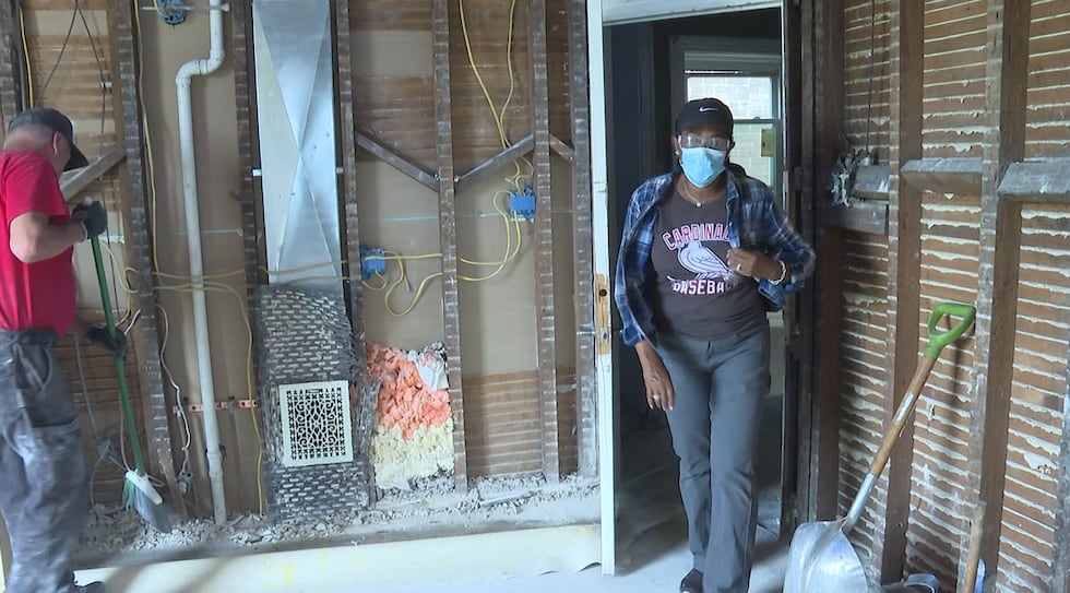 Annquette Thirdkill stands in what was once her mother's bedroom. The house was destroyed in...