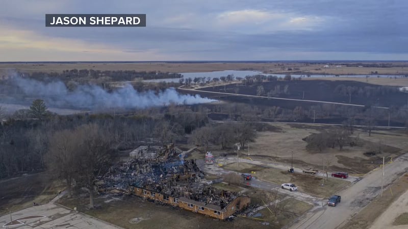 Aerial view of Yates Center nursing home fire