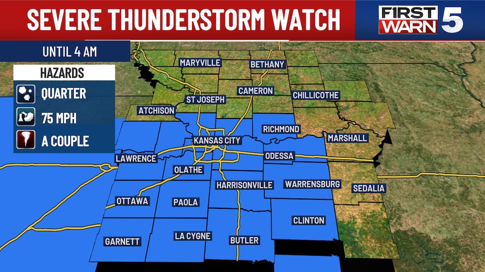 Severe thunderstorm warnings issued for parts of Kansas City metro
