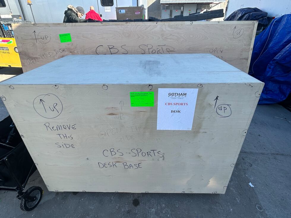 Some of the equipment helping setting up for the AFC Championship game.