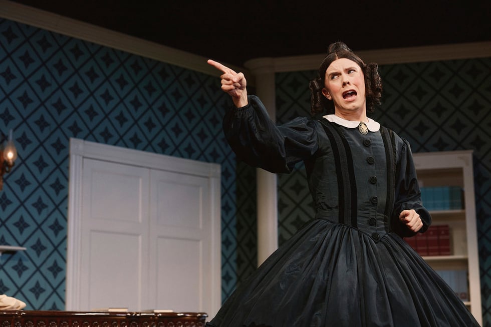Cole Escola appears during a Broadway performance of "Oh, Mary!" in New York.