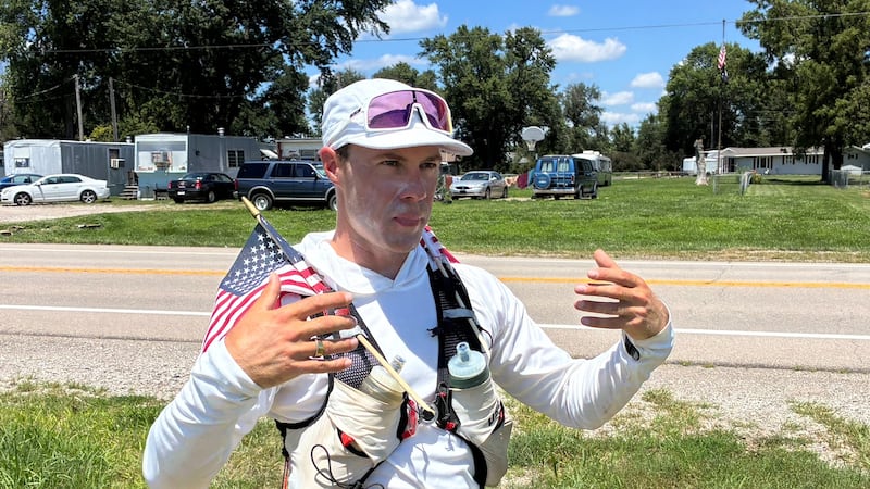 A man running across the United States has made his way through Northeast Kansas.